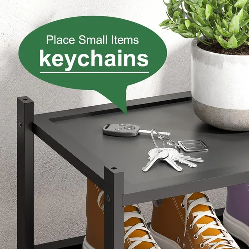 Vista 3 de kiplant Zapatero de bambú negro de 2 niveles, zapatero apilable de madera de bambú para armario, entrada y pasillo