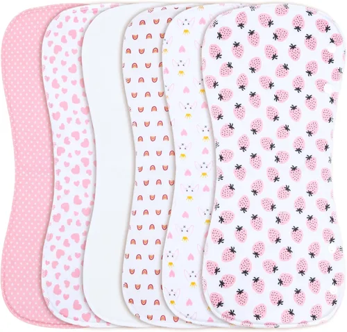 Vista 10 de Baberos y paños para eructos 2 en 1 - Pack de 6 unidades grandes, súper absorbentes, paños de algodón suaves para eructos de 3 capas para niños