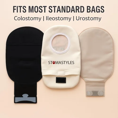 Vista 3 de Stuff Happens - Bolsa de estoma Funda de ostomía humorística para colostomía, ileostomía y urostomía Suave y elástica para mayor comodidad