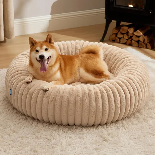 Vista 16 de Bedsure ComfyFleece™ Cama para perros pequeños en forma de dona, camas para perros pequeños con forro polar de pana y parte inferior antideslizante