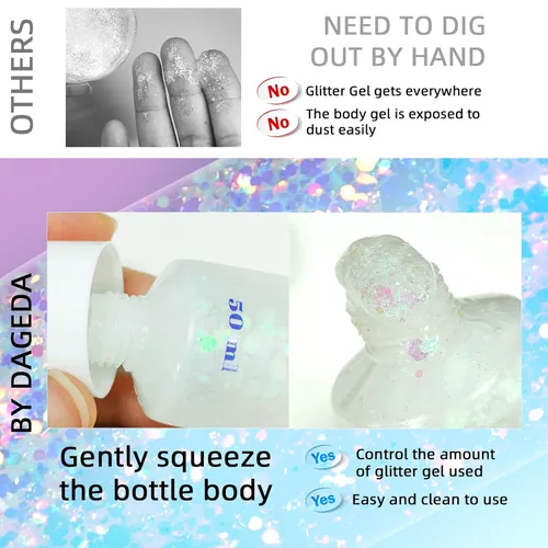 Vista 6 de DAGEDA Gel negro del brillo del cuerpo, accesorios brillantes