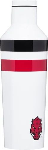 Vista 3 de Corkcicle - Botella de agua de acero inoxidable con triple aislamiento NCAA de 16 onzas, Razorbacks de la Universidad de Arkansas, Gym Stripe