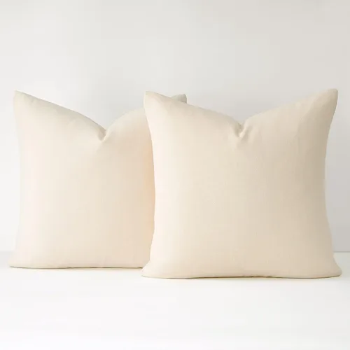 Vista 33 de Mixhug Juego de 2 fundas de almohada decorativas de lino para sofá y cama, cojín lumbar, color beige, 12 x 20 pulgadas