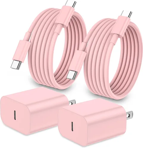 Vista 12 de Cargador de carga rápida para iPhone 17, 16, 15, paquete de 20 W, Apple iPad, USB C, bloque Chrager de pared con cable USB C a C de 6 pies para Negro