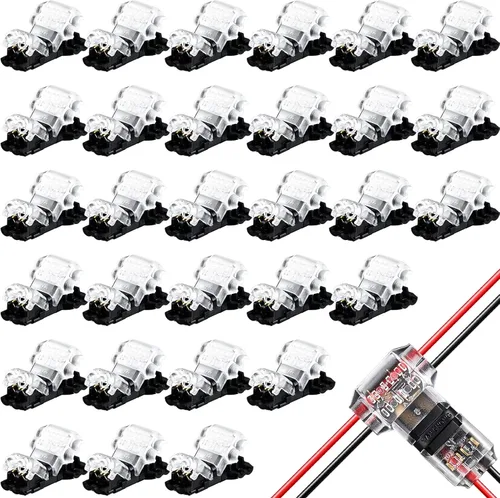 Vista 7 de Paquete de 48 conectores de cable de bajo voltaje 2 pines 2 vías automotriz universal compacto empalme conectores para cableado de tira LED eléctrica