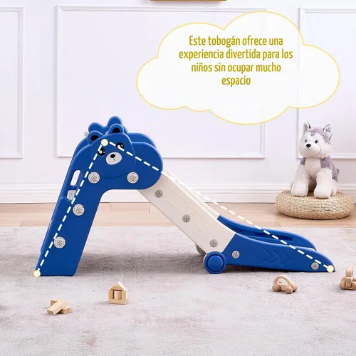 Vista 5 de DOREROOM - Tobogán plegable para niños de 1 a 3 años, color azul y blanco