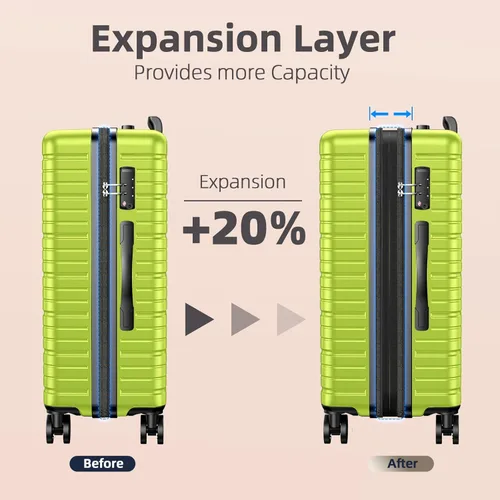 Vista 6 de BEOW Luggage Set Hardside Lightweight Suitcase Sets ABS Durable Wheels with TSA Lock 4 Piece Set Green (16202428)
