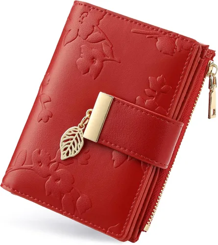 Vista 9 de yiijay Billetera pequeña para mujer, con bloqueo RFID, de piel, plegable, tarjetero para tarjetas de crédito para mujeres, cartera compacta