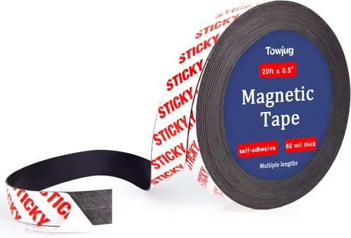 Vista 9 de Towjug Rollo de cintas magnéticas de 10 pies x 1/2 pulgada con respaldo adhesivo 3M, cinta magnética adhesiva flexible para proyectos