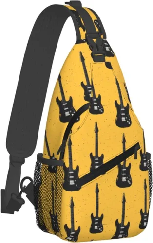Small Crossbody Bags for Women Men - Vintage Guitar Black Print Adjustable Shoulder Bag Fanny Packs Belt Sling Bag Crossbody Purses Backpack for