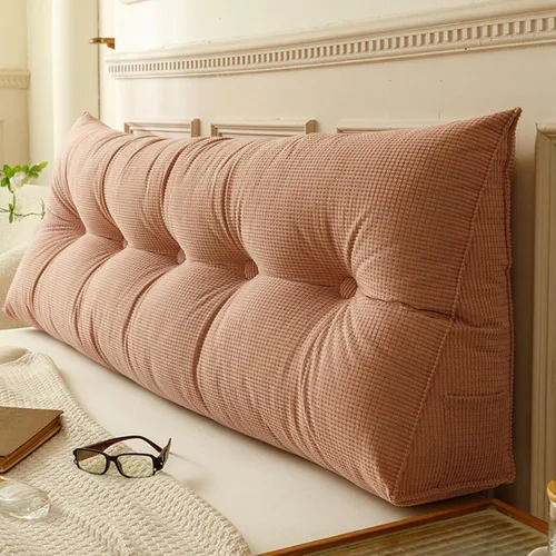 Vista 12 de Almohadas de cuña para cabecero de dormitorio individual XL, almohada de cuña beige para cama, respaldo de lectura, cojín para cama con funda