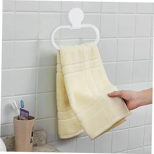 Vista 4 de Tofficu Toallero con anillo autoadhesivo para toallas sobre la puerta, sin perforaciones, baño, cocina