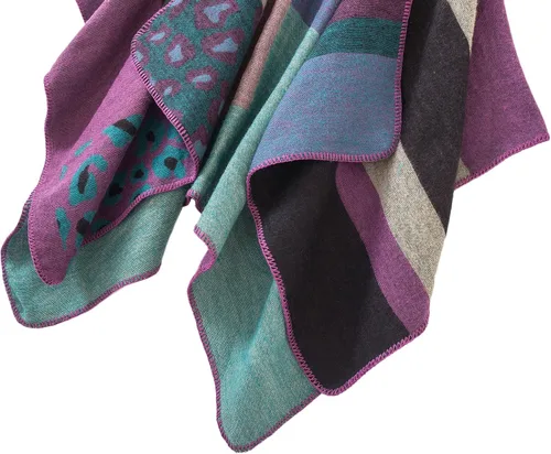 Vista 30 de Urban CoCo Poncho de colores para mujer, chal con frente abierto, color en bloques