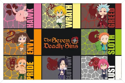 Vista 13 de Trends International The Seven Deadly Sins: Season 3 - Póster de pared de Chibi Sins, 22.4 pulgadas de largo x 14.7 pulgadas, versión enmarcada
