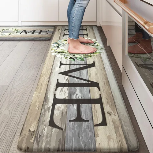 Vista 17 de KIMODE Tapete de Cocina Estilo Granja 2PCS Alfombras de Cocina Anti Fatiga Antideslizantes Impermeables Tapete de Piso de Cocina Acolchado Cómodo