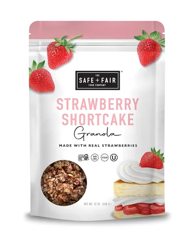 Vista 21 de Safe + Fair - Granola de Pastel de Cumpleaños, sin gluten, vegano y a base de plantas con chispitas naturales, 0g de grasas trans, sin OGM, kosher