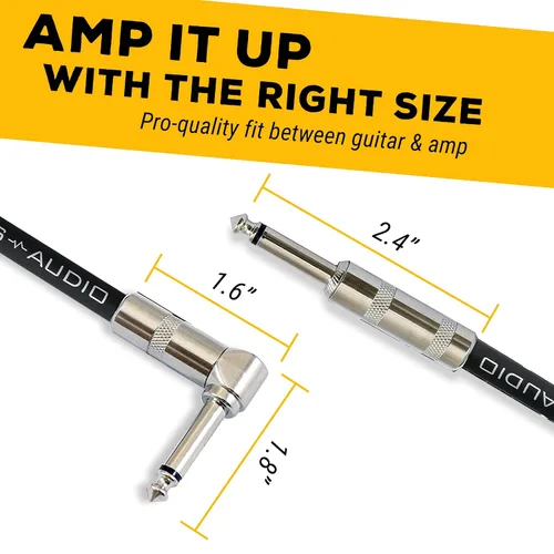 Vista 7 de GLS cable de audio para guitarra, cable de amplificador para bajo y guitarra eléctrica, en ángulo recto, cable para instrumento de 1/4 de pulgada