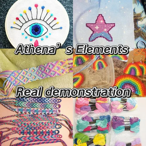 Vista 2 de Athena's Elements Hilo de bordar Hilo de arco iris para bordar, hilo de punto de cruz, cuerdas de bordado para manualidades, manualidades, a