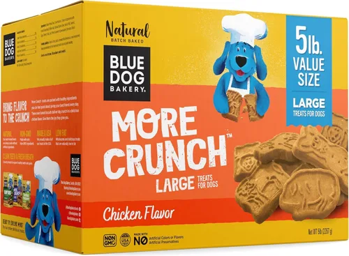 Vista 15 de Blue Dog Bakery More Crunch - Pequeños sabores surtidos, galletas para perros, golosinas saludables, todo natural, tocino, pollo, queso, mantequilla