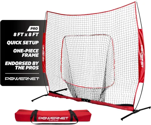 Vista 7 de PowerNet Pro One Piece Softball Baseball Net, Portable Baseball Training Equipment, Hitting, Throwing & Pitching Net with Carrying Bag