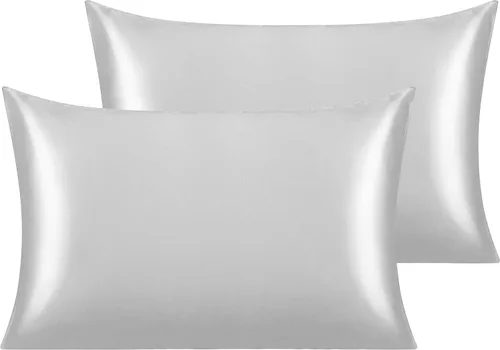 Vista 85 de NTBAY Paquete de 2 fundas de almohada estándar de satén para cabello y piel, lujosas y sedosas fundas de almohada con cierre de sobre, 20 x 26