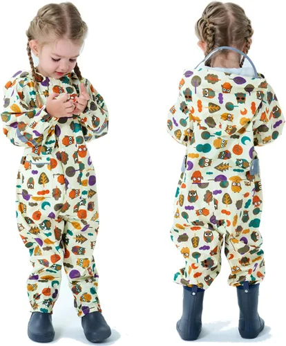 Vista 3 de Traje de lluvia de una pieza para niños y niñas, impermeable, abrigo de lluvia para niños