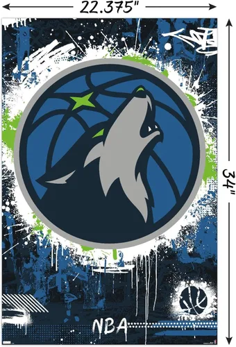 Vista 3 de Trends International NBA Minnesota Timberwolves - Póster de pared con logotipo Maximalist 23