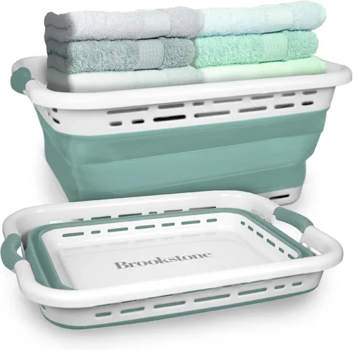 Vista 11 de BROOKSTONE Cesta plegable para la ropa sucia y cesta de ropa de 11 galones XL de 24 pulgadas, cómodas asas antideslizantes, cesta de lavandería