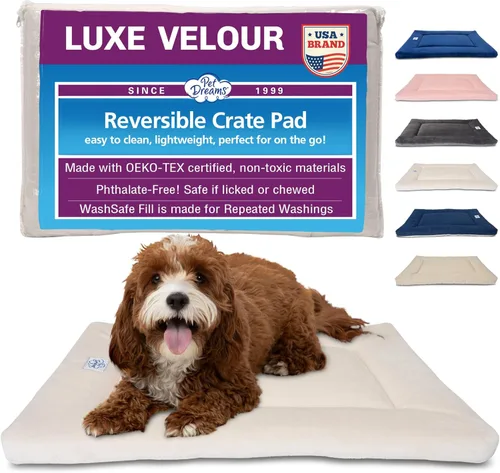 Vista 10 de Pet Dreams La cama para jaula para perros es la alfombrilla original para jaula de perros, completamente lavable, cama de perrera, alfombrilla