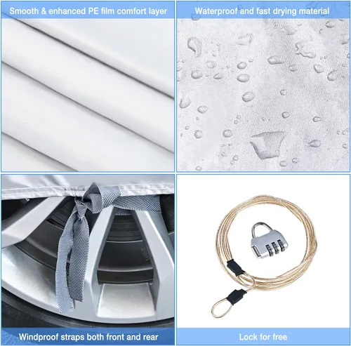 Vista 5 de Nilight Funda impermeable para automóvil SUV para todo tipo de clima, protección UV, resistente al viento, cubierta completa para automóvil