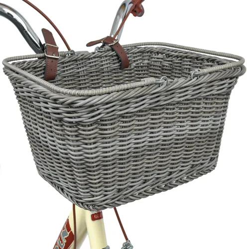 Vista 9 de GRANNY SAYS Cesta de bicicleta, cesta de mimbre para bicicleta, cesta de bicicleta tejida a mano, cesta de mimbre desmontable para manillar delantero