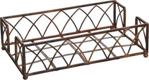 Vista 8 de Boston International - Organizador para servilletas de cóctel con diseño de arco, Castaño envejecido