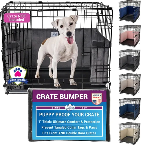 Pet Dreams Parachoques para jaulas para perros, cómodo forro y protector de cola de perro para jaula interior, se adapta a jaulas iCrate de 18, 24,