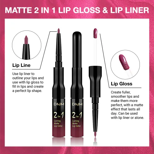 Vista 89 de evpct 1Pcs Lápiz de Labios Mate y Set de Lápiz de Labios Líquido para Mujeres, Lápiz de Labios Mate de Durazno Oscuro Púrpura, Resistente a Manchas