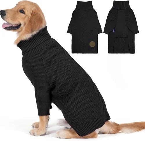Vista 13 de cyeollo Suéter para perro pequeño, suéteres cálidos de cuello alto para perros pequeños, sudadera tejida para perrito con mangas, suéter de otoño e