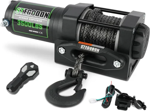 Cabrestante eléctrico ATV UTV de 3500 libras, cabrestante eléctrico impermeable de 12 V, cabrestante eléctrico con control remoto con cable y