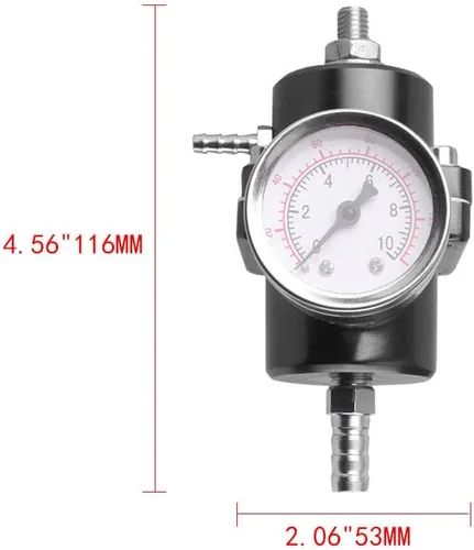 Vista 6 de BARTOO Kit universal de regulador de presión de combustible ajustable, regulador de combustible de aluminio, regulador de presión de inyección