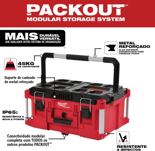 Vista 5 de Milwaukee Electric Tool 48-22-8425 Pack Out, Caja de Herramientas Grande, Rojo