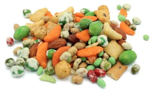 Oregon Farm Fresh Snacks Mezcla de guisantes de Wasabi y galletas de arroz, aperitivos asiáticos de origen local y recién hechos con almendras
