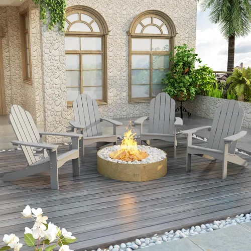 Vista 87 de LUE BONA HDPS Sillas Adirondack de 2, Silla para Hoguera al Aire Libre, Resistente a la Intemperie con Portavasos, Silla Moderna de Plástico