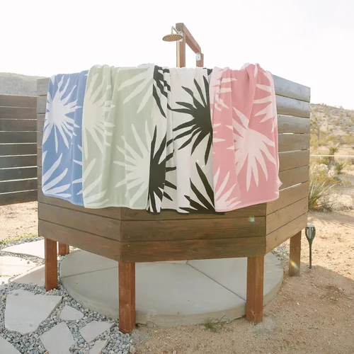 Vista 5 de Laguna Beach Textile Co. Toalla de playa Tropical Cabana - De gran tamaño, de felpa, 630 GSM de algodón - Azul Agave