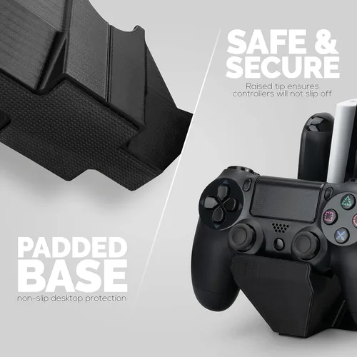 Vista 4 de BRAINWAVZ Dual Game Controller TV Remote Control Storage Desktop Holder Universal Design for Xbox ONE PS5 PS4 PC Gamepads Reduce Clutter UGDS-01