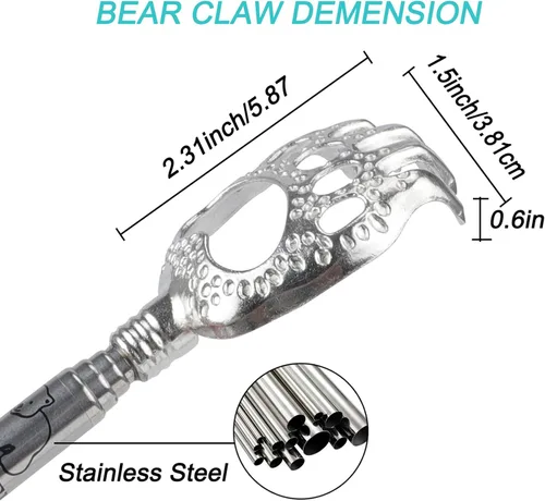 Vista 5 de Rascador de espalda Wovte telescópico en forma de garra de oso, Negro, 1