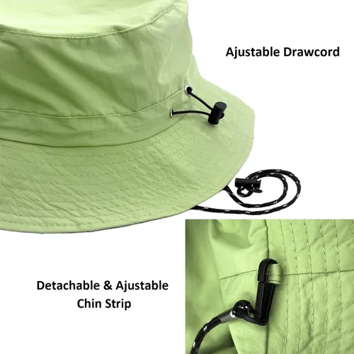 Vista 2 de woogwin Sombrero de lluvia impermeable con correa para la barbilla de secado rápido plegable Boonie sombrero de sol sombrero safari sombrero