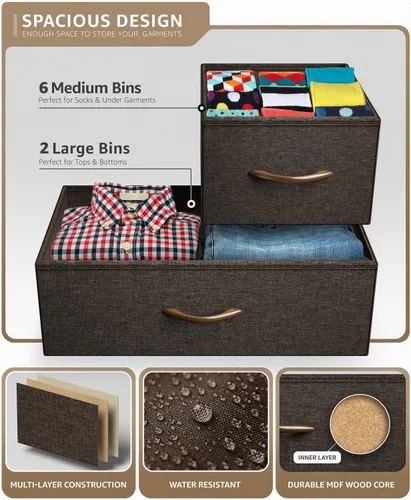 Vista 5 de Sorbus Cómoda con 8 cajones - Mueble para almacenar ropa para niño, para dormitorio, pasillo, clóset, oficina – Marco de acero, parte superior