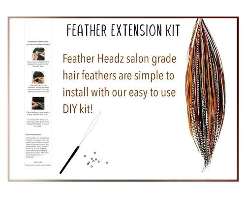 Vista 3 de 21 plumas de cabello de color natural, 9 a 14 pulgadas de largo, plumas para extensión de cabello, kit de bricolaje, diseño llamativo, 20 cuentas