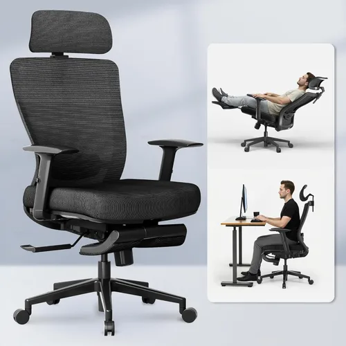 Vista 15 de FLEXISPOT OC3 Cloud - Silla de oficina ergonómica con respaldo alto de malla, giratoria, silla de escritorio de oficina ejecutiva con soporte lumbar