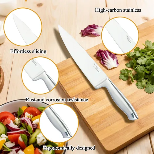 Vista 5 de Marco Almond® Juego de bloque de cuchillos, set de cuchillos KYA26 con bloque, juego de 14 piezas de cuchillos de chef de acero inoxidable