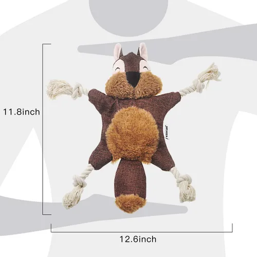 Vista 5 de Vitscan Juguete arrugado para perro, juguetes para cachorros, sin relleno, con extremidades de cuerda de algodón, juguete para perros