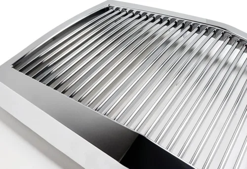 Vista 4 de Parrilla frontal vertical ABS compatible con Chrysler 300 300C 2005-2010, parrilla frontal vertical negra o cromada, estilo Phantom, 2006 2007 2008